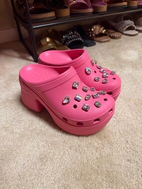 CROCS Pink Siren Jeweled Platform Clog